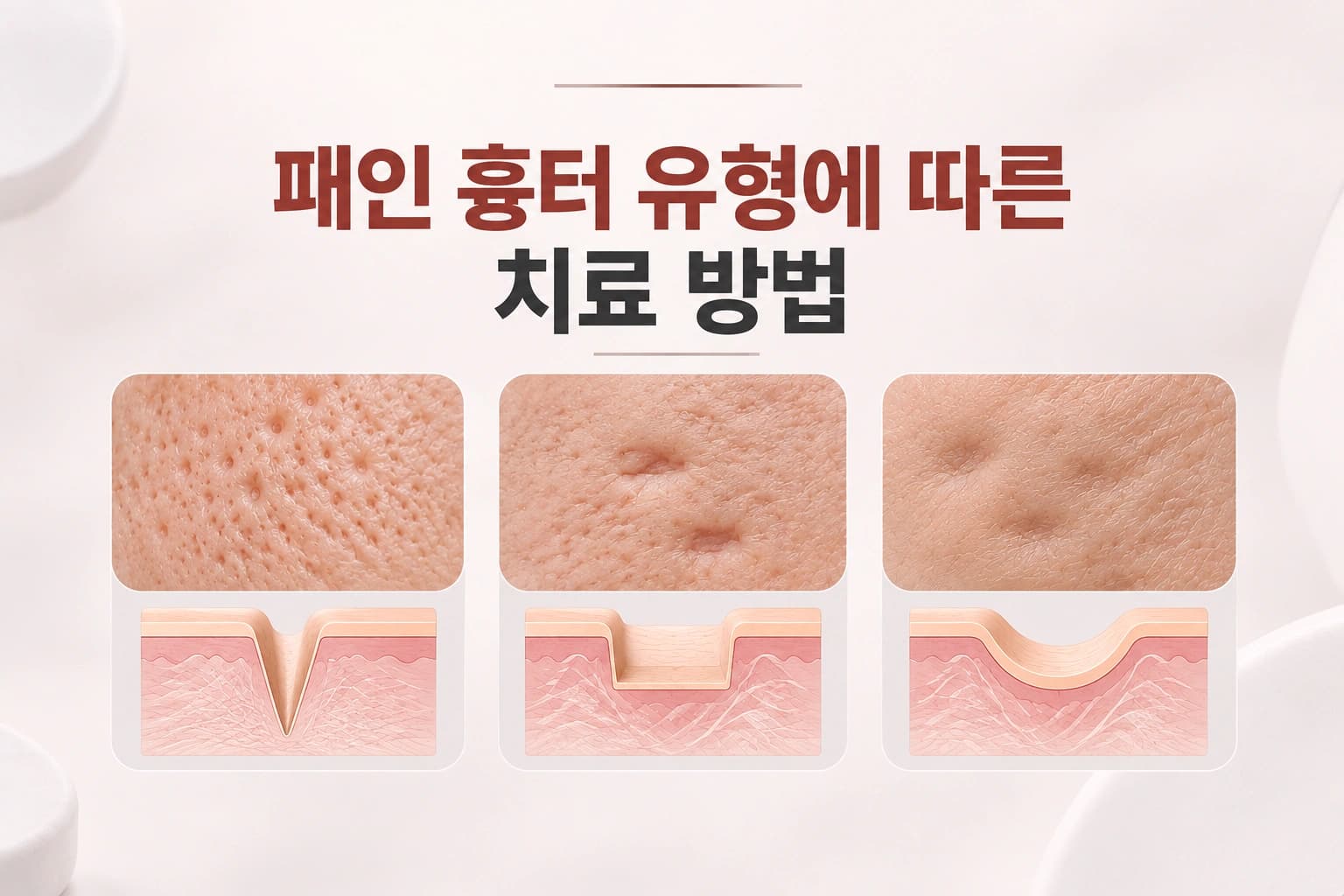 패인 흉터 유형과 깊이에 따라 달라지는 치료 방법을 설명